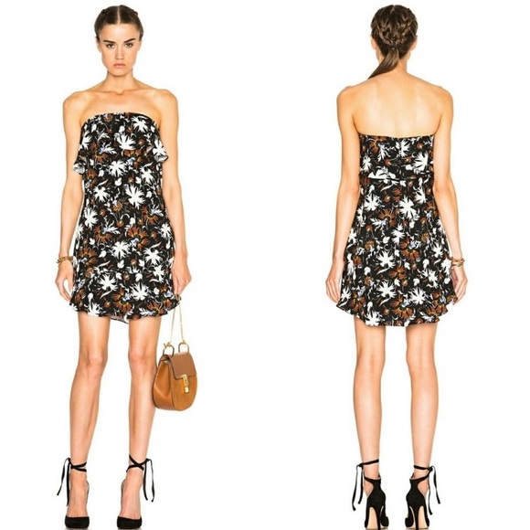 A.L.C. 8 Romy 100% Silk Floral Strapless Dress - Picture 1 of 8
